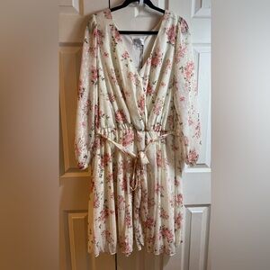 Banana Republic Cream Dress with Pink Floral Design